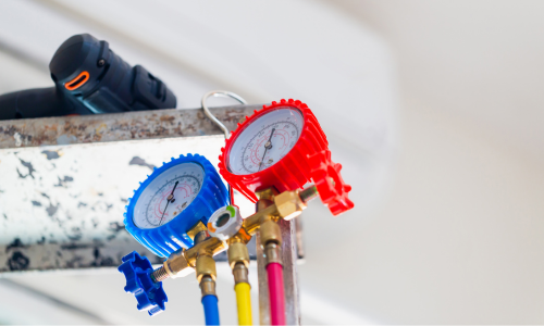 HVAC valves and gauges.