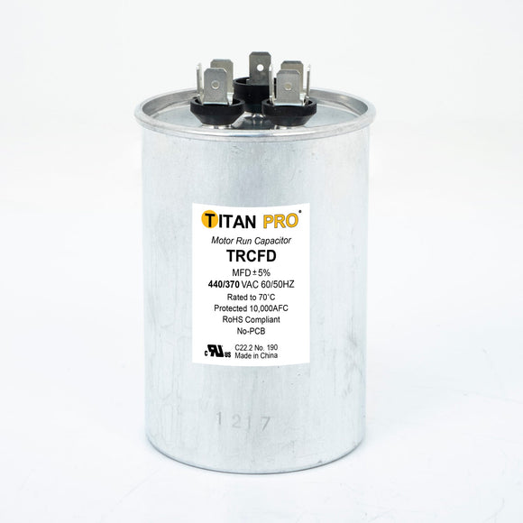 Titan Pro Run Capacitor 45+5 MFD 440/370 Volt Round