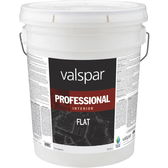 Valspar Professional Latex Flat Interior Wall Paint, High Hide White, 5 Gal.
