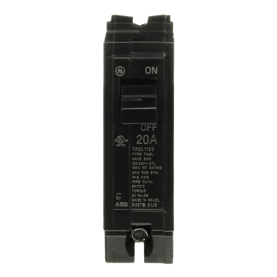 Ground Fault Breaker, Single Pole, 20 Amp, Self Test